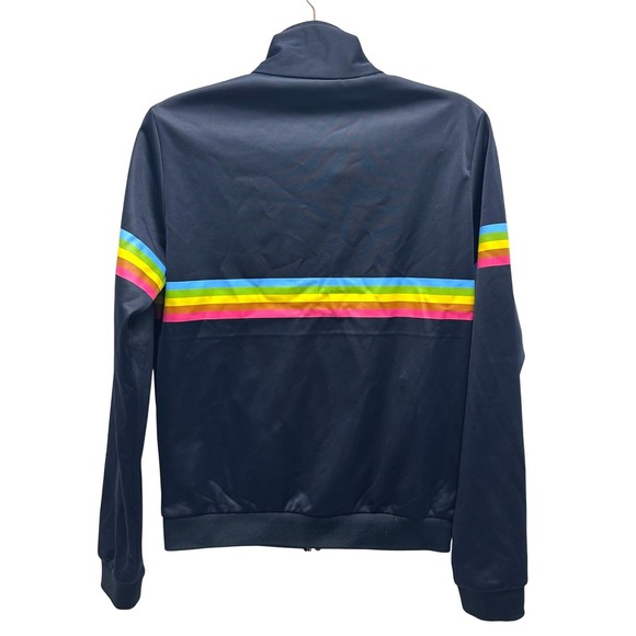 Polaroid Classic Factory Jacket Full Zip Navy Rainbow Stripe Track Jacket Size S - Picture 2 of 9